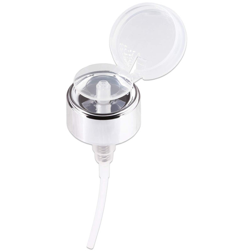 PANA 7oz. Professional Push Down Liquid Pumping Clear Bottle Dispenser (Silver Lid with No Wording, 2pc) - Image 5